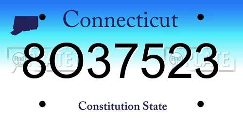 8O37523 Connecticut License Plate