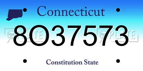 8O37573 Connecticut License Plate