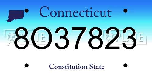 8O37823 Connecticut License Plate
