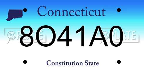 8O41A0 Connecticut License Plate