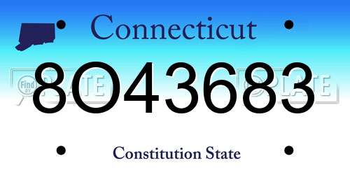8O43683 Connecticut License Plate