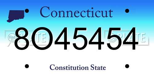 8O45454 Connecticut License Plate