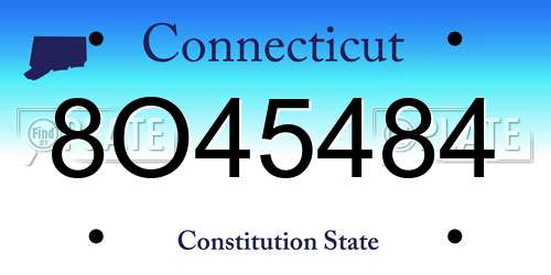8O45484 Connecticut License Plate
