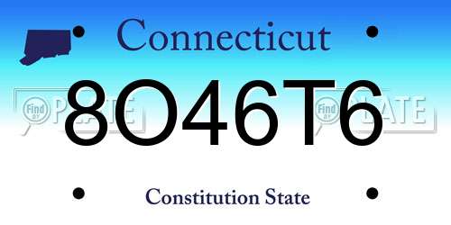 8O46T6 Connecticut License Plate