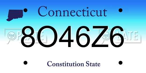 8O46Z6 Connecticut License Plate