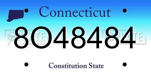 8O48484 Connecticut License Plate