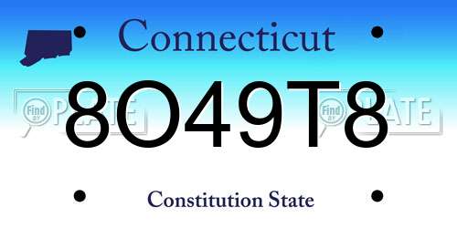8O49T8 Connecticut License Plate