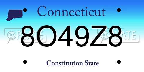 8O49Z8 Connecticut License Plate