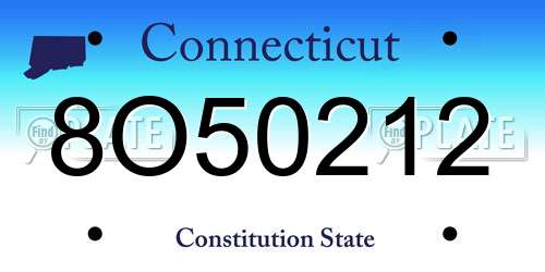 8O50212 Connecticut License Plate