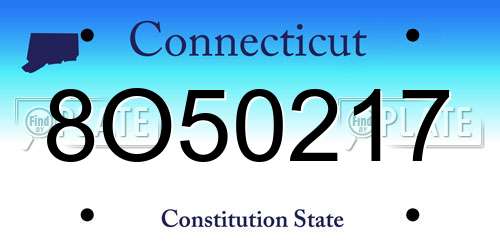 8O50217 Connecticut License Plate