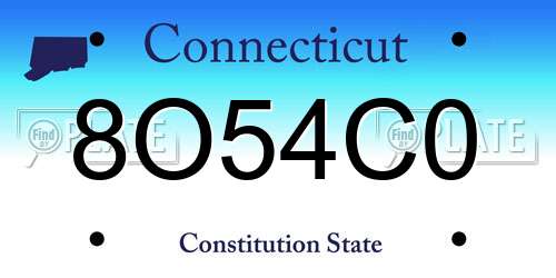 8O54C0 Connecticut License Plate