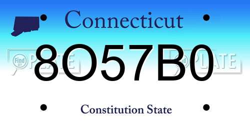 8O57B0 Connecticut License Plate