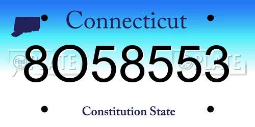 8O58553 Connecticut License Plate