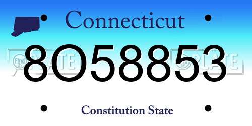 8O58853 Connecticut License Plate
