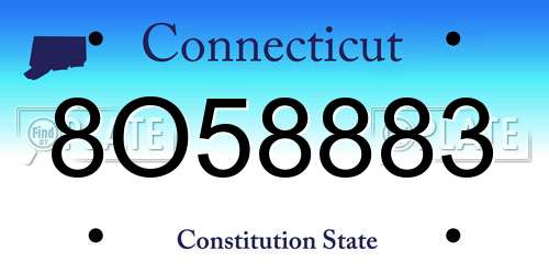 8O58883 Connecticut License Plate