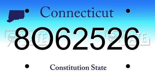8O62526 Connecticut License Plate