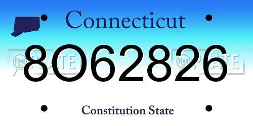 8O62826 Connecticut License Plate