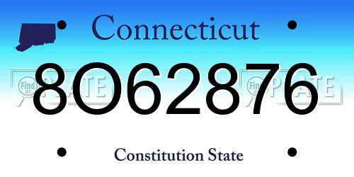 8O62876 Connecticut License Plate