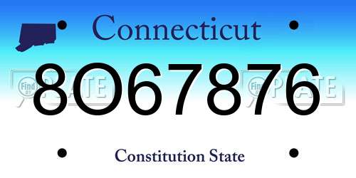 8O67876 Connecticut License Plate