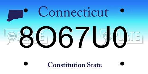 8O67U0 Connecticut License Plate