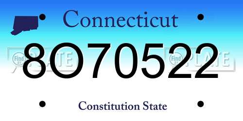8O70522 Connecticut License Plate