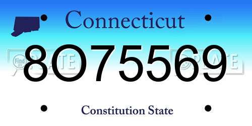 8O75569 Connecticut License Plate