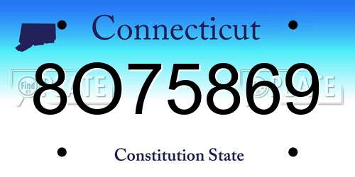 8O75869 Connecticut License Plate