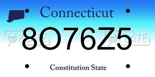 8O76Z5 Connecticut License Plate