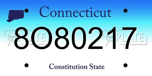 8O80217 Connecticut License Plate