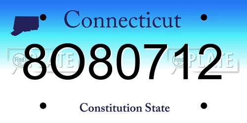 8O80712 Connecticut License Plate
