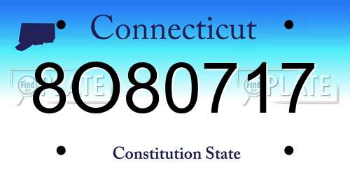 8O80717 Connecticut License Plate