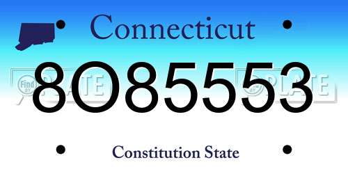 8O85553 Connecticut License Plate