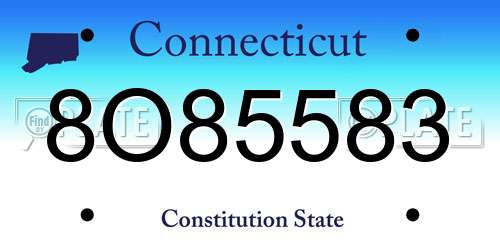 8O85583 Connecticut License Plate