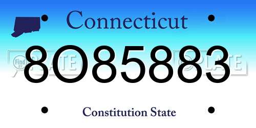 8O85883 Connecticut License Plate