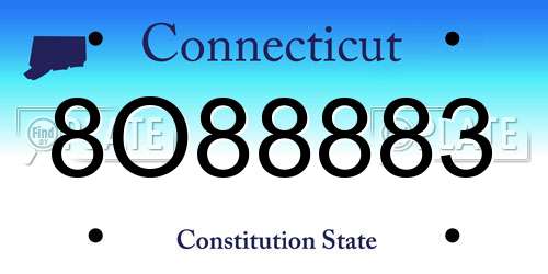 8O88883 Connecticut License Plate