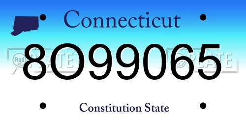 8O99065 Connecticut License Plate