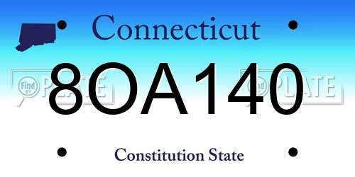 8OA140 Connecticut License Plate