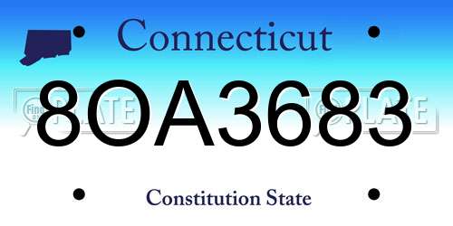 8OA3683 Connecticut License Plate