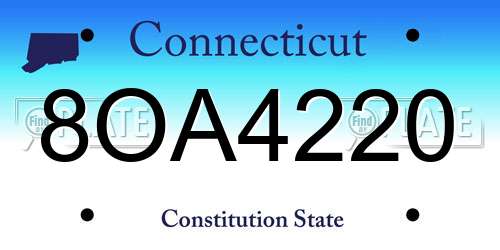 8OA4220 Connecticut License Plate