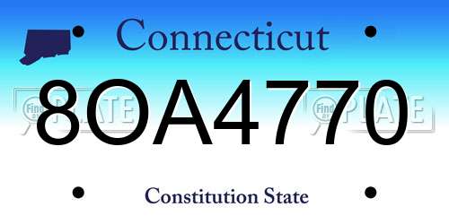 8OA4770 Connecticut License Plate