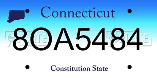 8OA5484 Connecticut License Plate