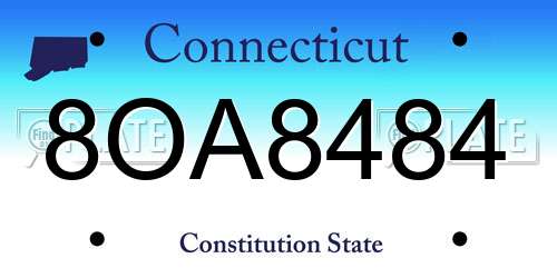 8OA8484 Connecticut License Plate