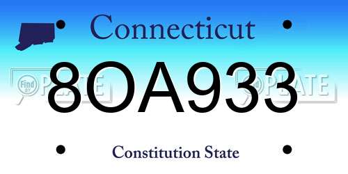 8OA933 Connecticut License Plate