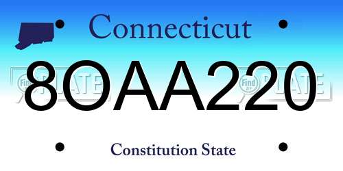 8OAA220 Connecticut License Plate