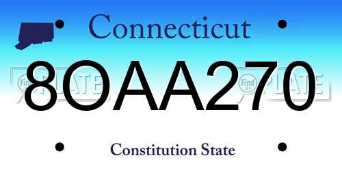 8OAA270 Connecticut License Plate