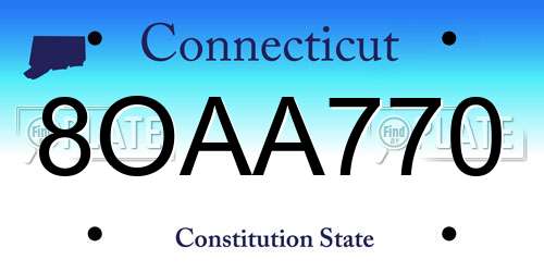 8OAA770 Connecticut License Plate