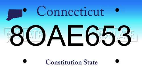 8OAE653 Connecticut License Plate