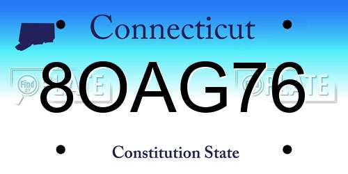 8OAG76 Connecticut License Plate