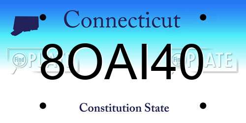 8OAI40 Connecticut License Plate