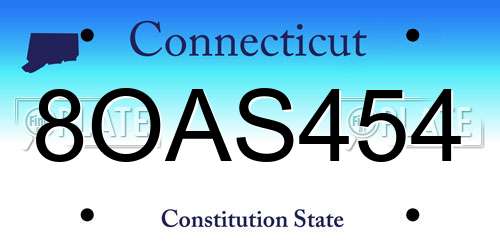 8OAS454 Connecticut License Plate